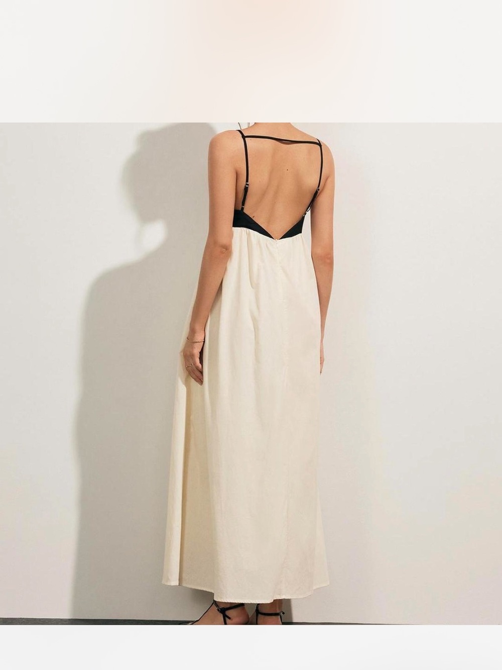 Commense Black & Cream Spaghetti Strap Maxi Dress - Picture 2 of 5